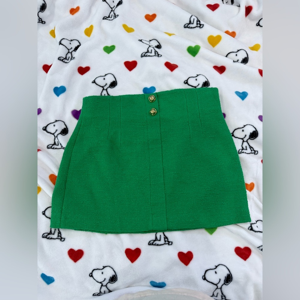 Zara Emerald Green Textured Skirt